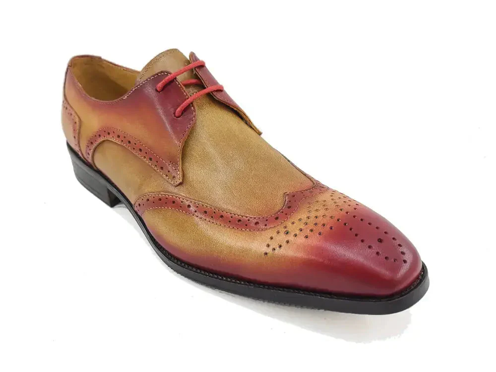 Carrucci Shoes KS Two Tone Wing Tip Blucher Oxford Calfskin KS503-69T - Image 7
