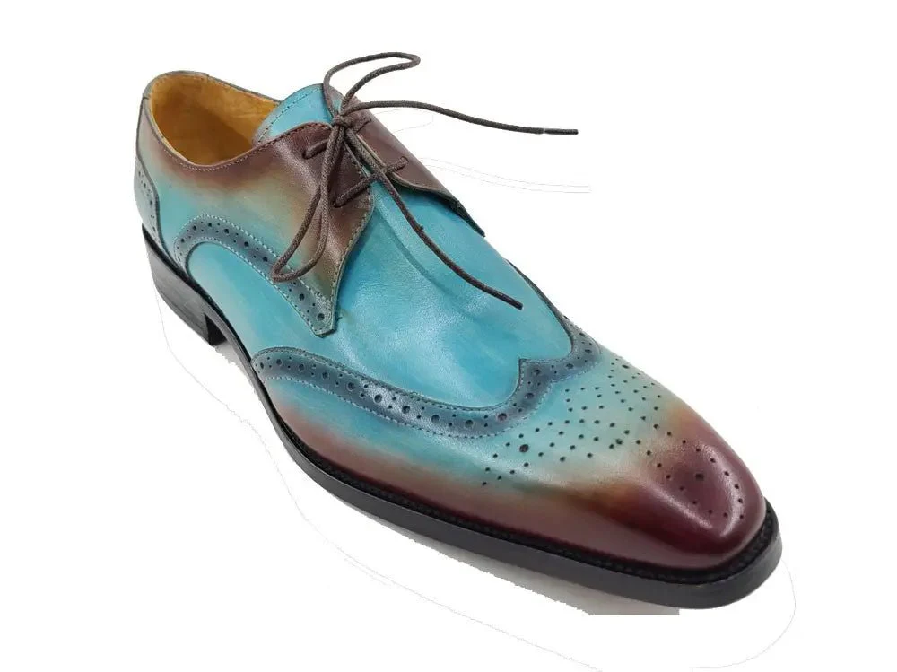 Carrucci Shoes KS Two Tone Wing Tip Blucher Oxford Calfskin KS503-69T - Image 9