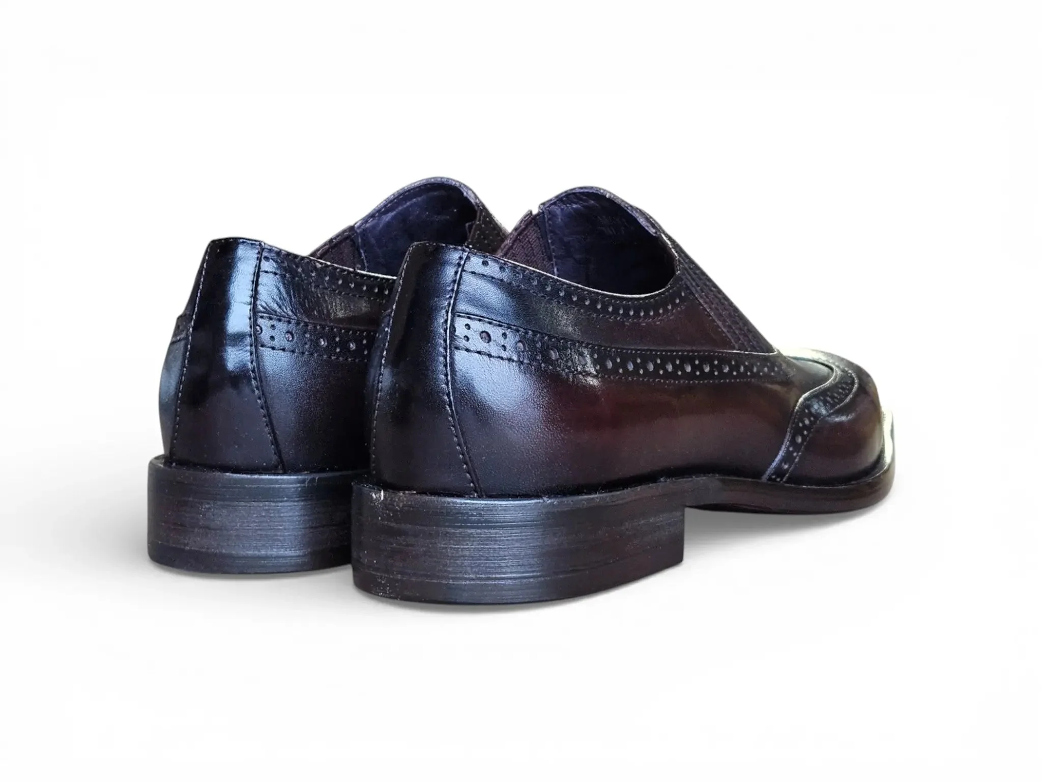 Carrucci Shoes Ks Wingtip Slip On Oxford Classic Leather KS509-18 - Image 11