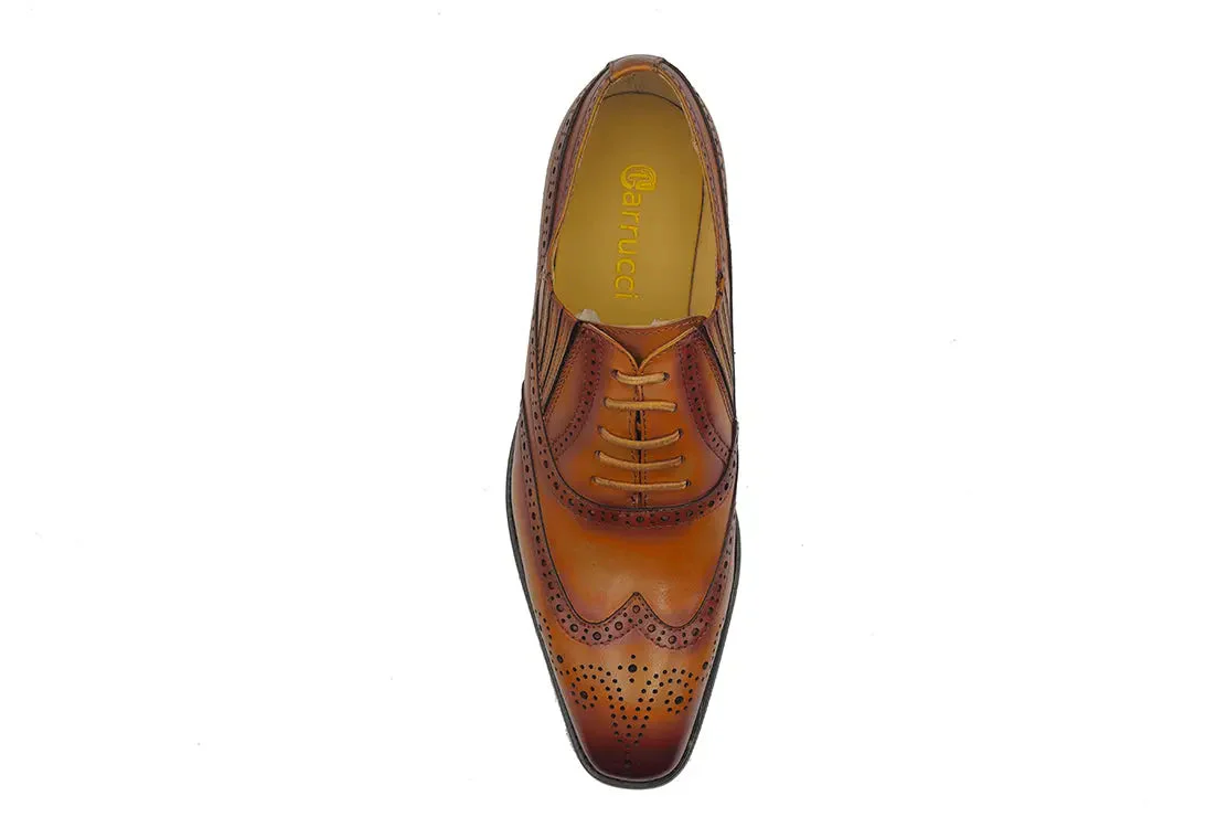Carrucci Shoes Ks Wingtip Slip On Oxford Classic Leather KS509-18 - Image 16