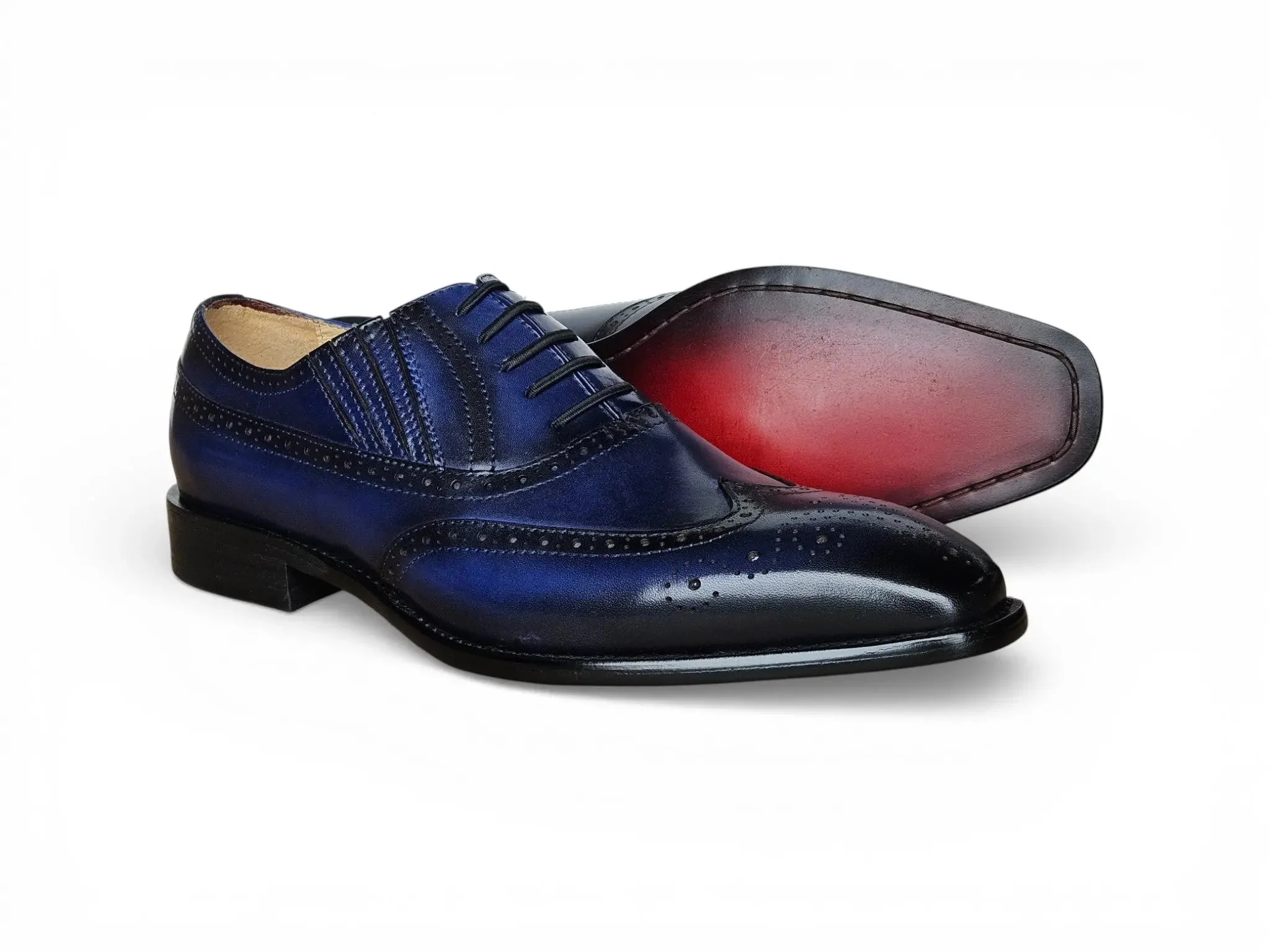 Carrucci Shoes Ks Wingtip Slip On Oxford Classic Leather KS509-18 - Image 2