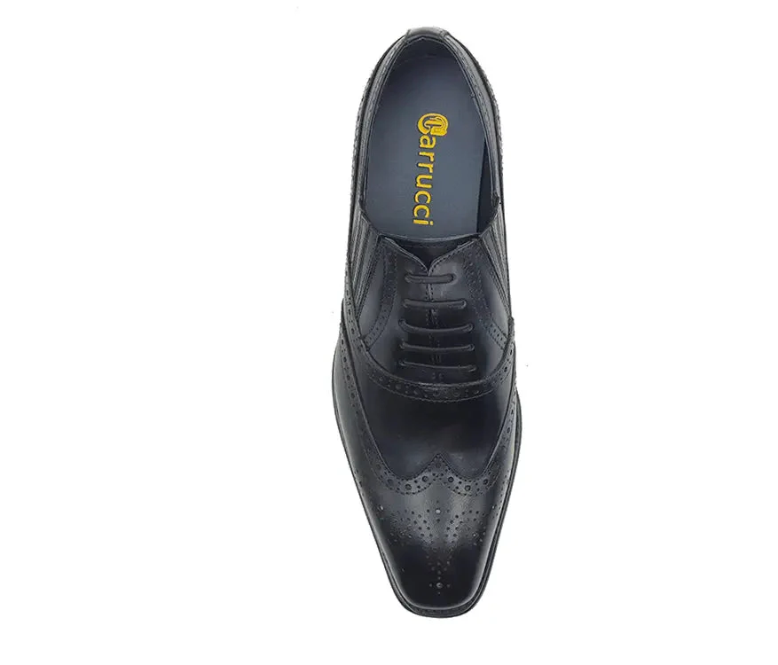 Carrucci Shoes Ks Wingtip Slip On Oxford Classic Leather KS509-18 - Image 25