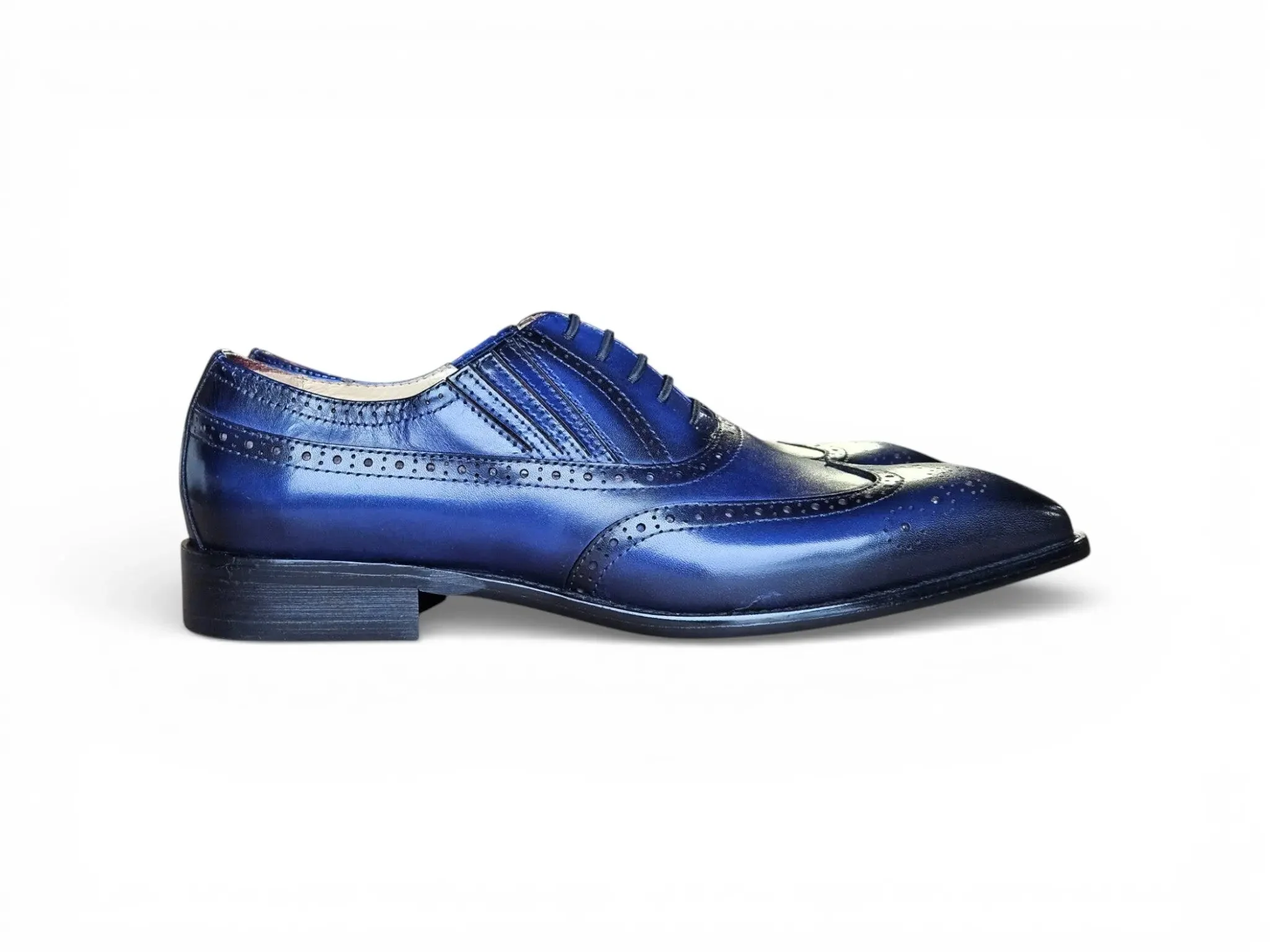Carrucci Shoes Ks Wingtip Slip On Oxford Classic Leather KS509-18 - Image 3