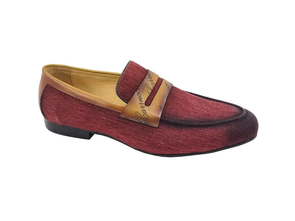 Carrucci Shoes Life Style Penny Loafer With Leather Trim Fabric KS714-03 - Image 10