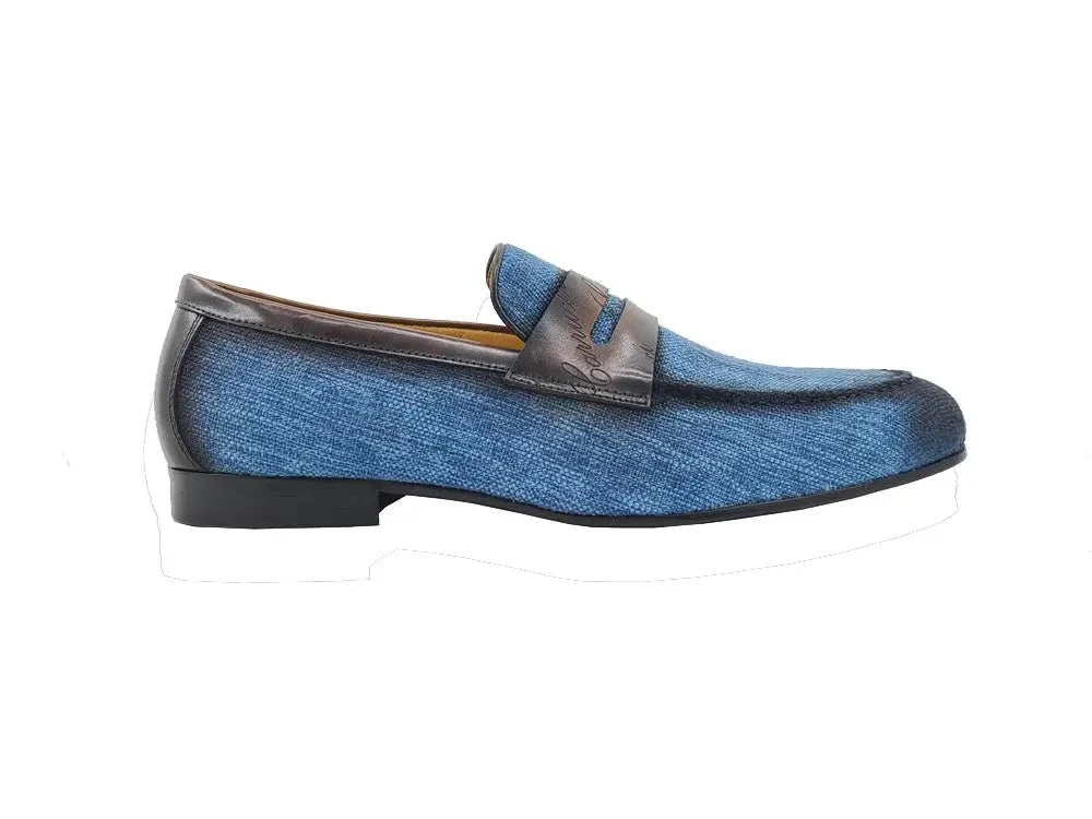 Carrucci Shoes Life Style Penny Loafer With Leather Trim Fabric KS714-03 - Image 14