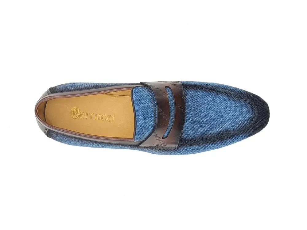 Carrucci Shoes Life Style Penny Loafer With Leather Trim Fabric KS714-03 - Image 15