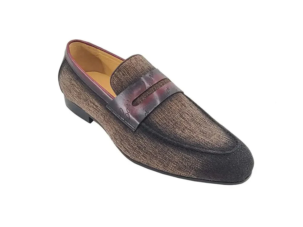 Carrucci Shoes Life Style Penny Loafer With Leather Trim Fabric KS714-03 - Image 2