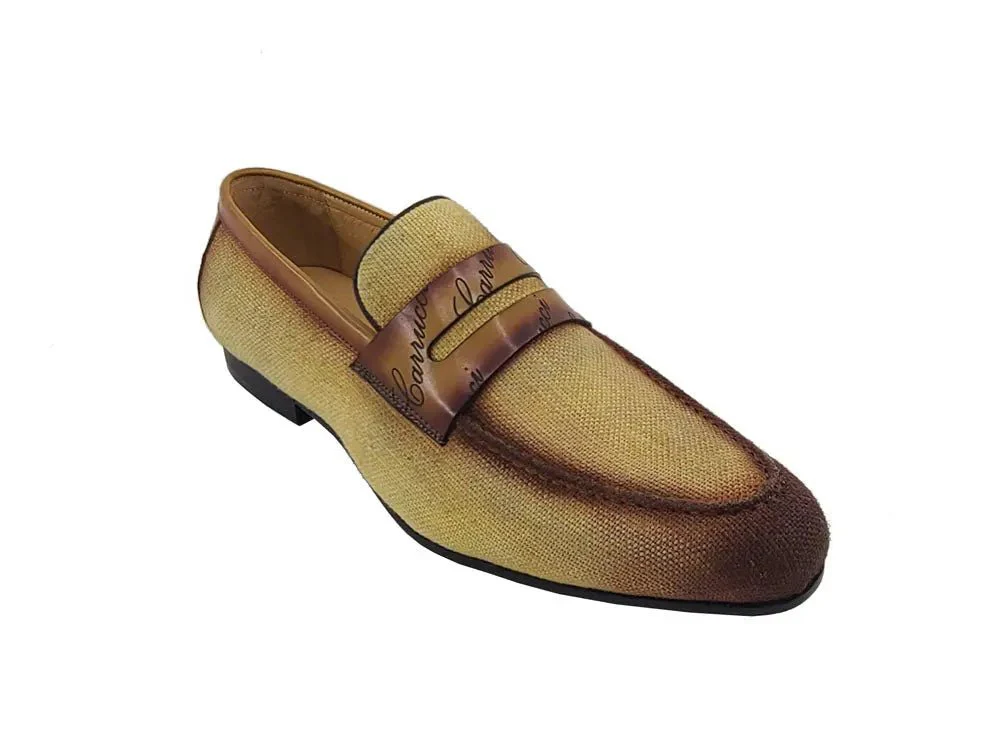 Carrucci Shoes Life Style Penny Loafer With Leather Trim Fabric KS714-03 - Image 20