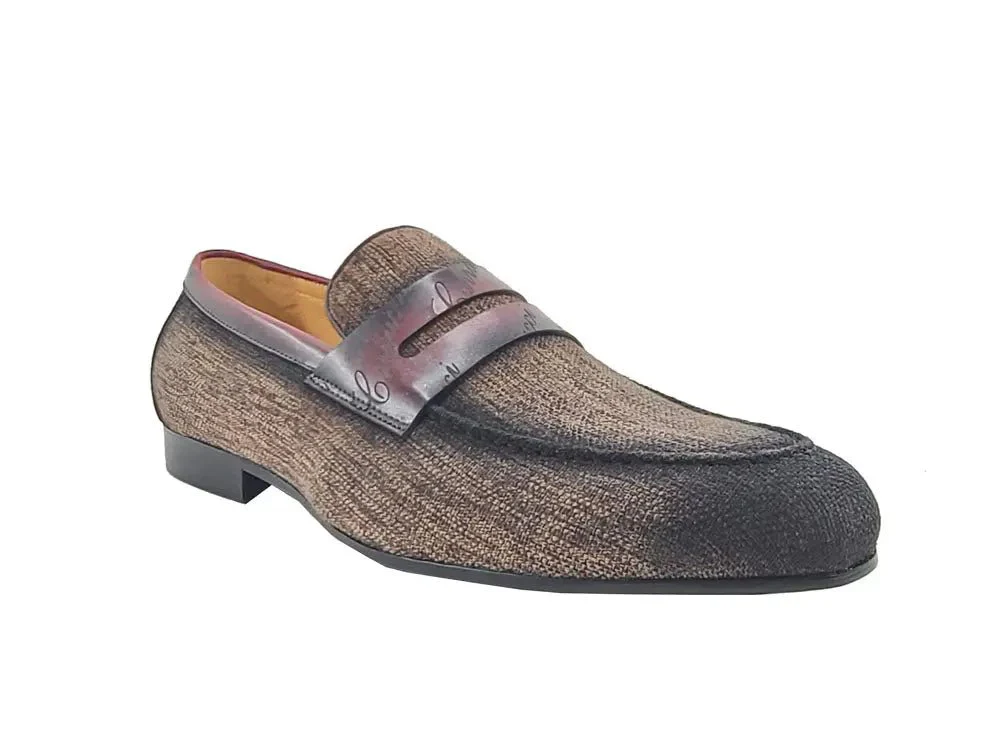 Carrucci Shoes Life Style Penny Loafer With Leather Trim Fabric KS714-03 - Image 3