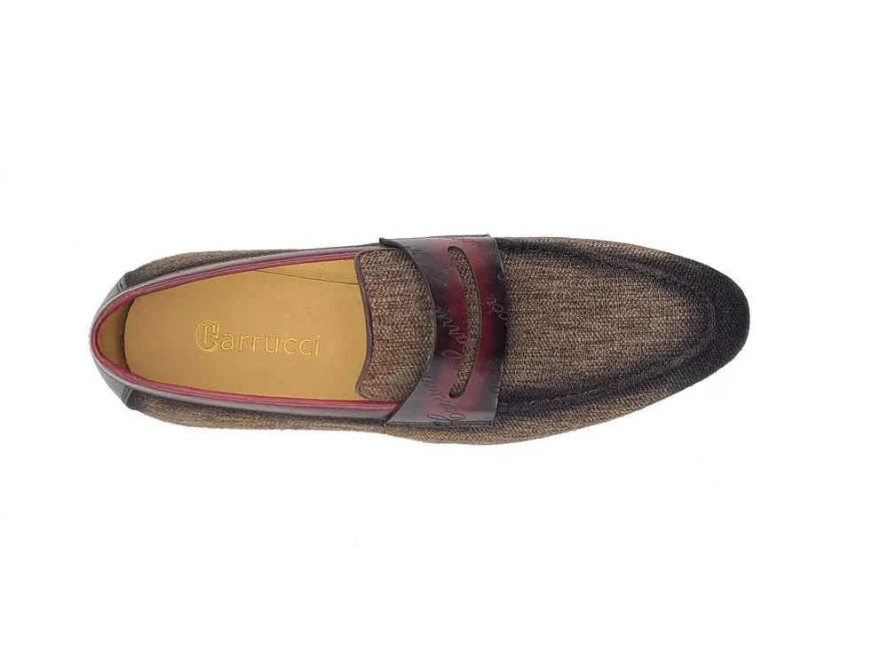 Carrucci Shoes Life Style Penny Loafer With Leather Trim Fabric KS714-03 - Image 4