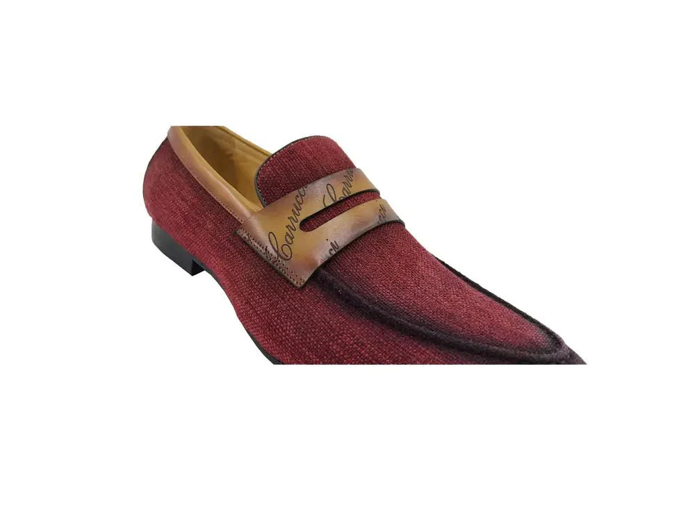 Carrucci Shoes Life Style Penny Loafer With Leather Trim Fabric KS714-03 - Image 9