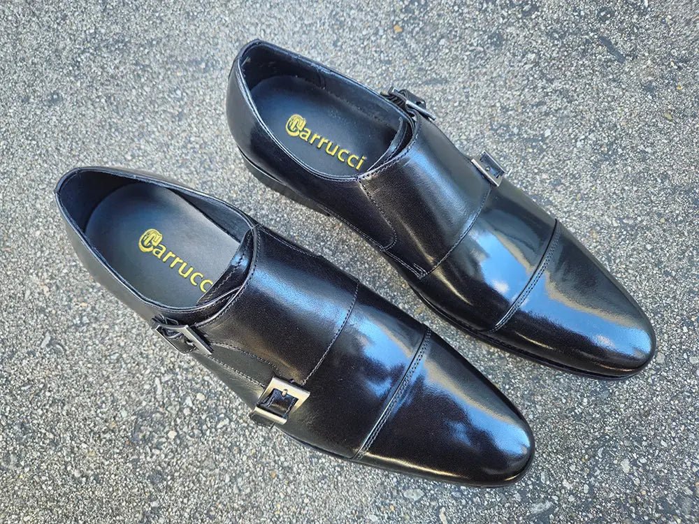 Carrucci Shoes Men’s Cap Toe Double Monk Strap Leather Shoe - Image 2