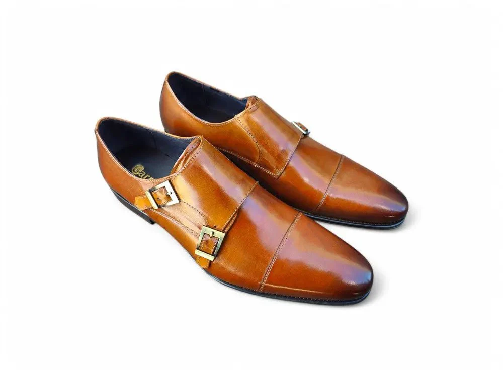 Carrucci Shoes Men’s Cap Toe Double Monk Strap Leather Shoe - Image 6