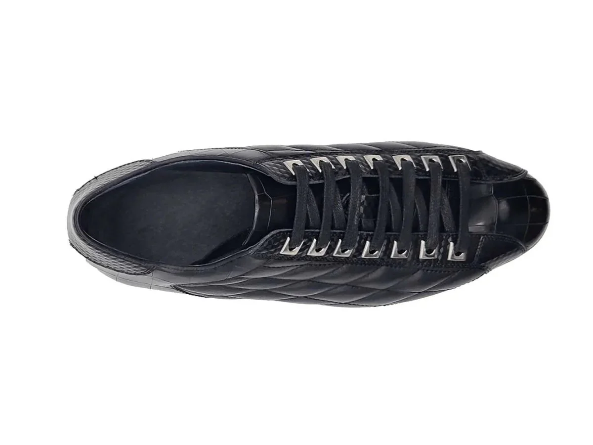 Carrucci Shoes Men’s Luxury Quilted Leather Sneaker Crocodile KS62 - Image 8