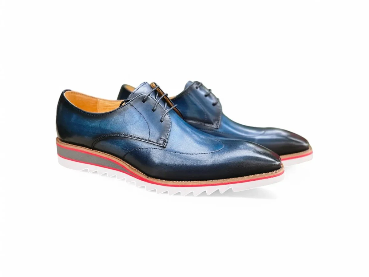 Carrucci Shoes Men's Plain Toe Wing Tip Blucher Oxford Leather KS550-04