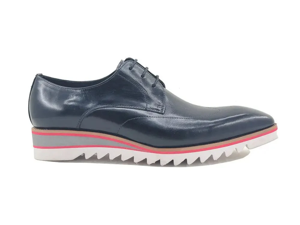 Carrucci Shoes Men's Plain Toe Wing Tip Blucher Oxford Leather KS550-04 - Image 14