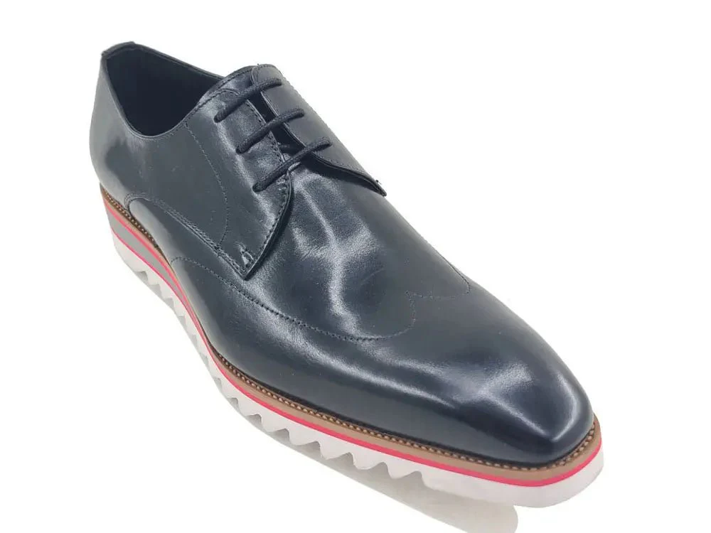 Carrucci Shoes Men's Plain Toe Wing Tip Blucher Oxford Leather KS550-04 - Image 16