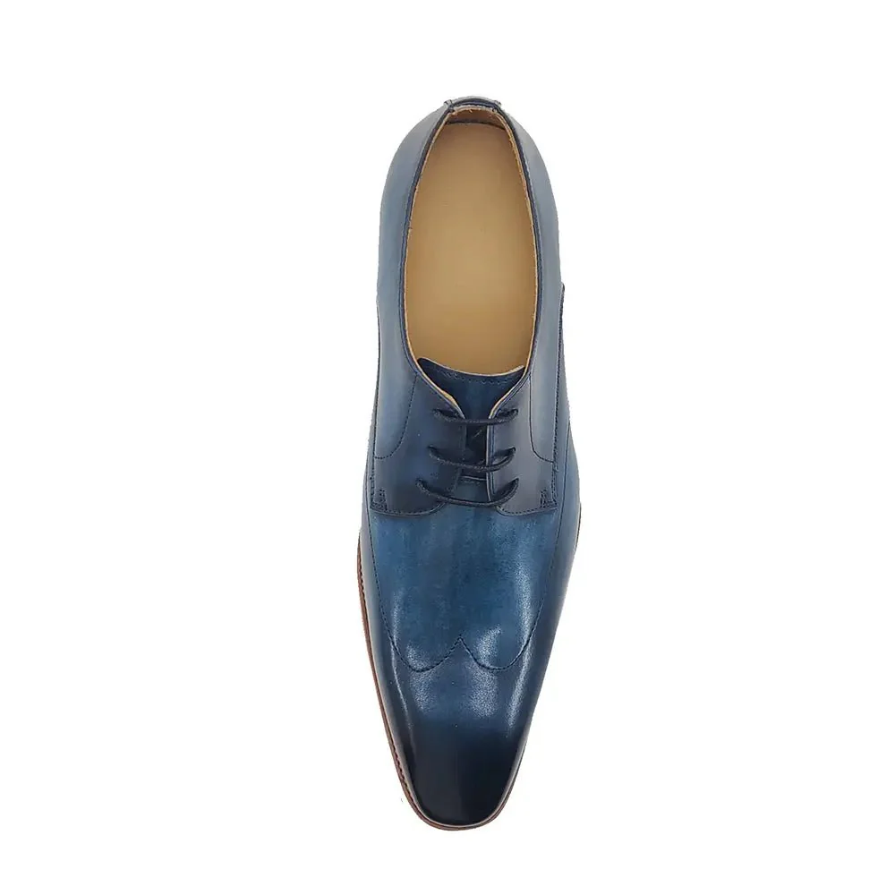 Carrucci Shoes Men's Plain Toe Wing Tip Blucher Oxford Leather KS550-04 - Image 5