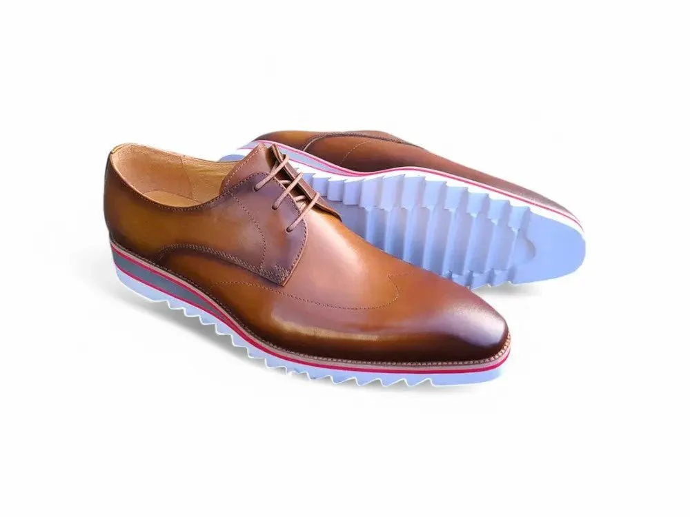 Carrucci Shoes Men's Plain Toe Wing Tip Blucher Oxford Leather KS550-04 - Image 7