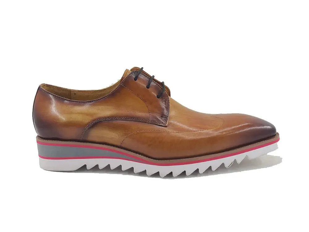Carrucci Shoes Men's Plain Toe Wing Tip Blucher Oxford Leather KS550-04 - Image 9