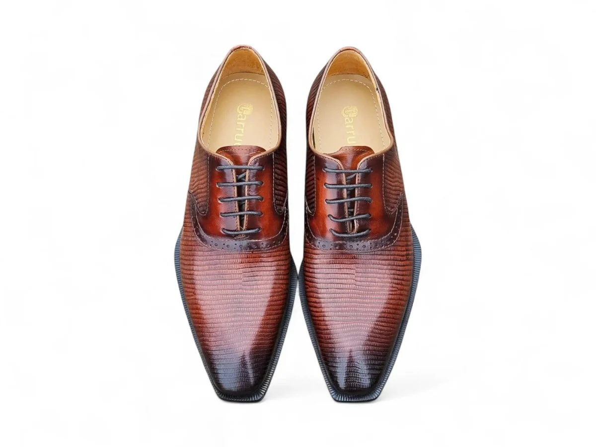 Carrucci Shoes Milano Lizard Embossed Oxford Dress Shoes - Image 2