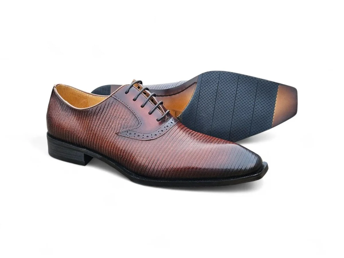 Carrucci Shoes Milano Lizard Embossed Oxford Dress Shoes - Image 3