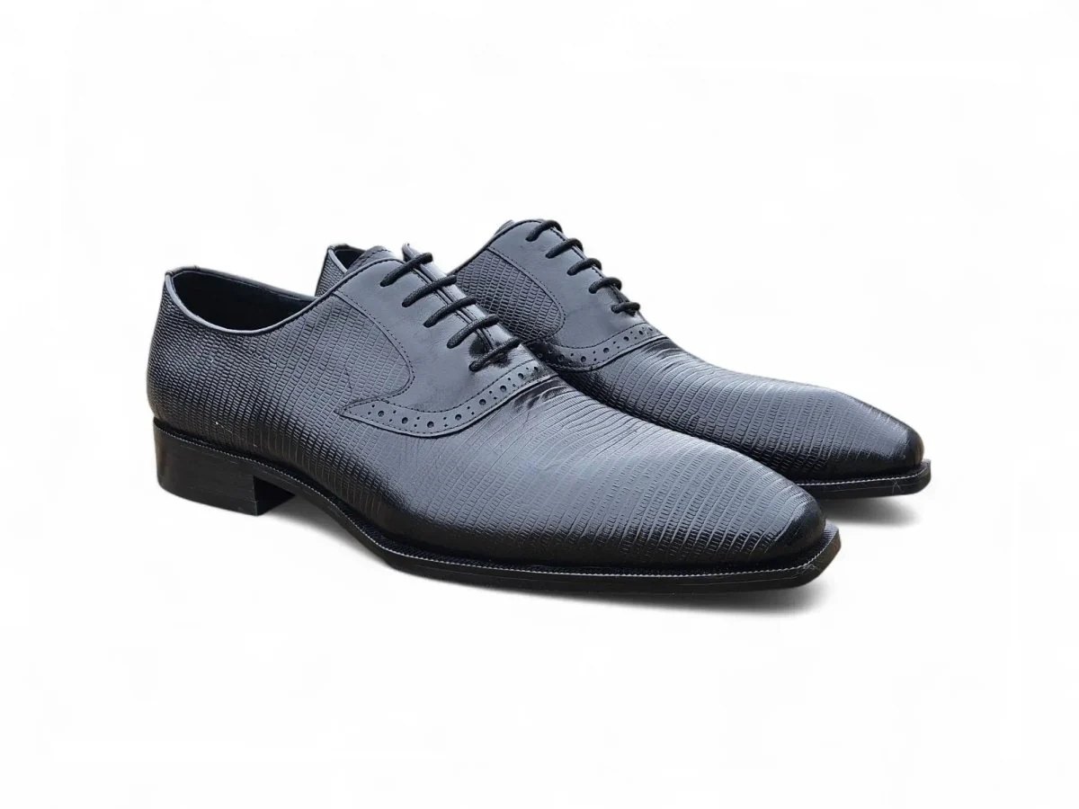 Carrucci Shoes Milano Lizard Embossed Oxford Dress Shoes - Image 4