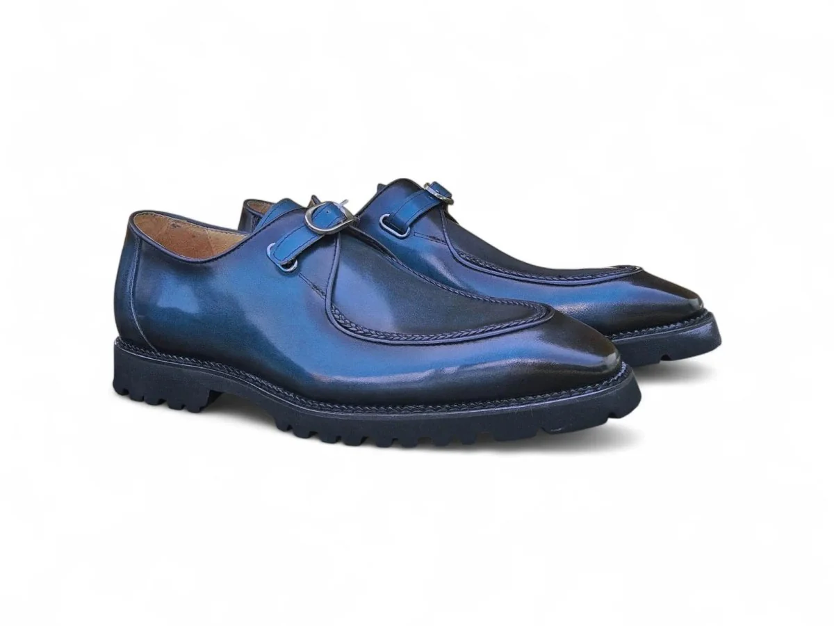 Carrucci Shoes Moc Toe Single Monk Loafer Leather KS480-110 - Image 3