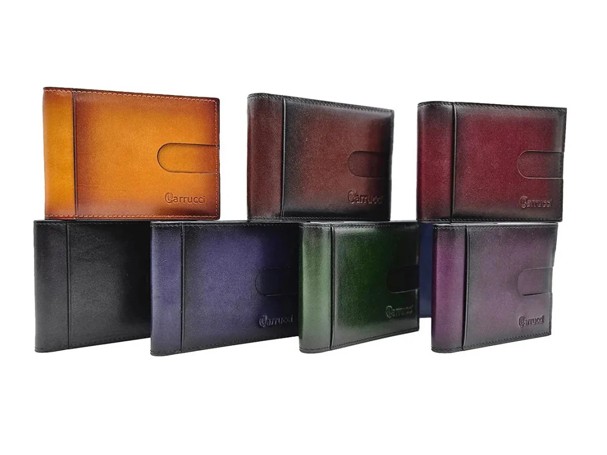 Carrucci Shoes Money Clip Bifold Wallet Calfskin Leather KC300-01