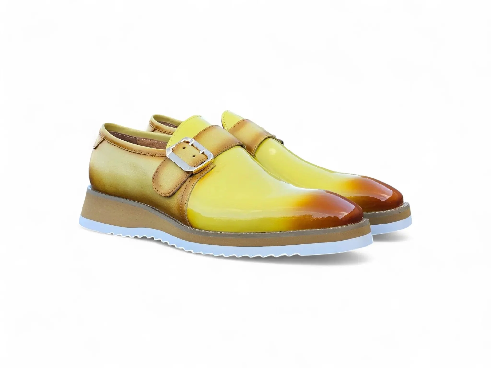 Carrucci Shoes Monkstrap Slip On Classic Leather Patent KS515-38P