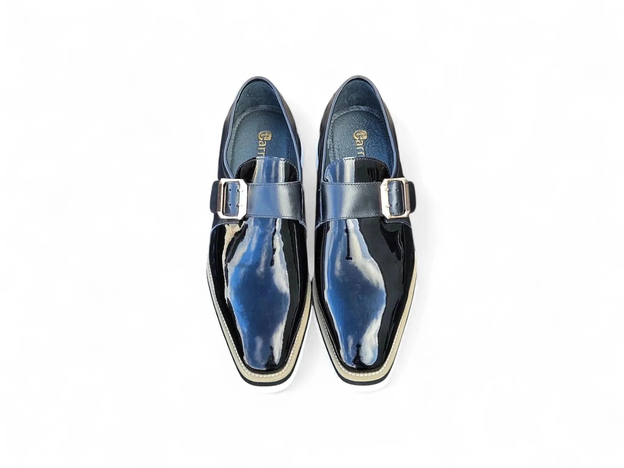 Carrucci Shoes Monkstrap Slip On Classic Leather Patent KS515-38P - Image 15