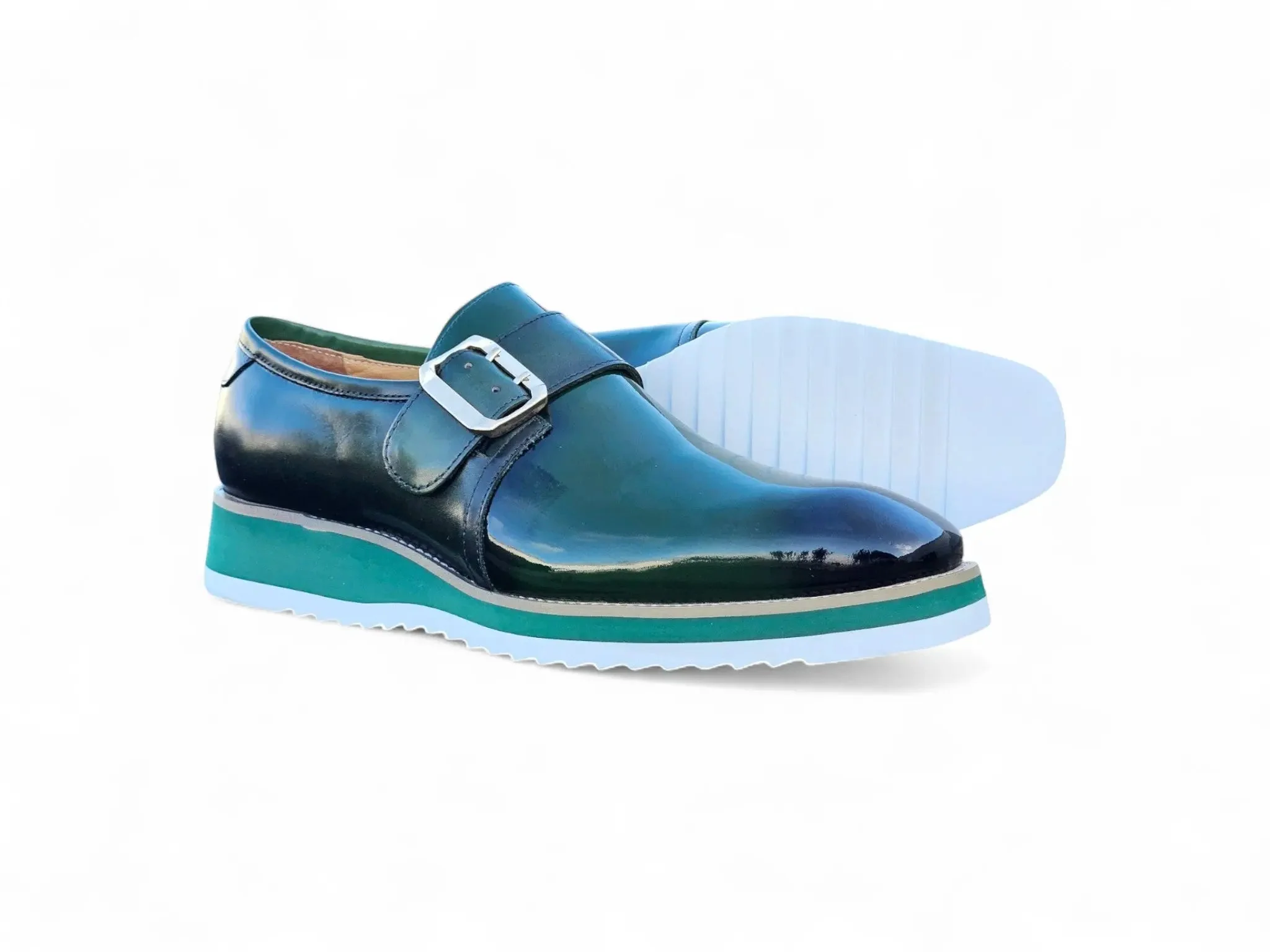 Carrucci Shoes Monkstrap Slip On Classic Leather Patent KS515-38P - Image 18