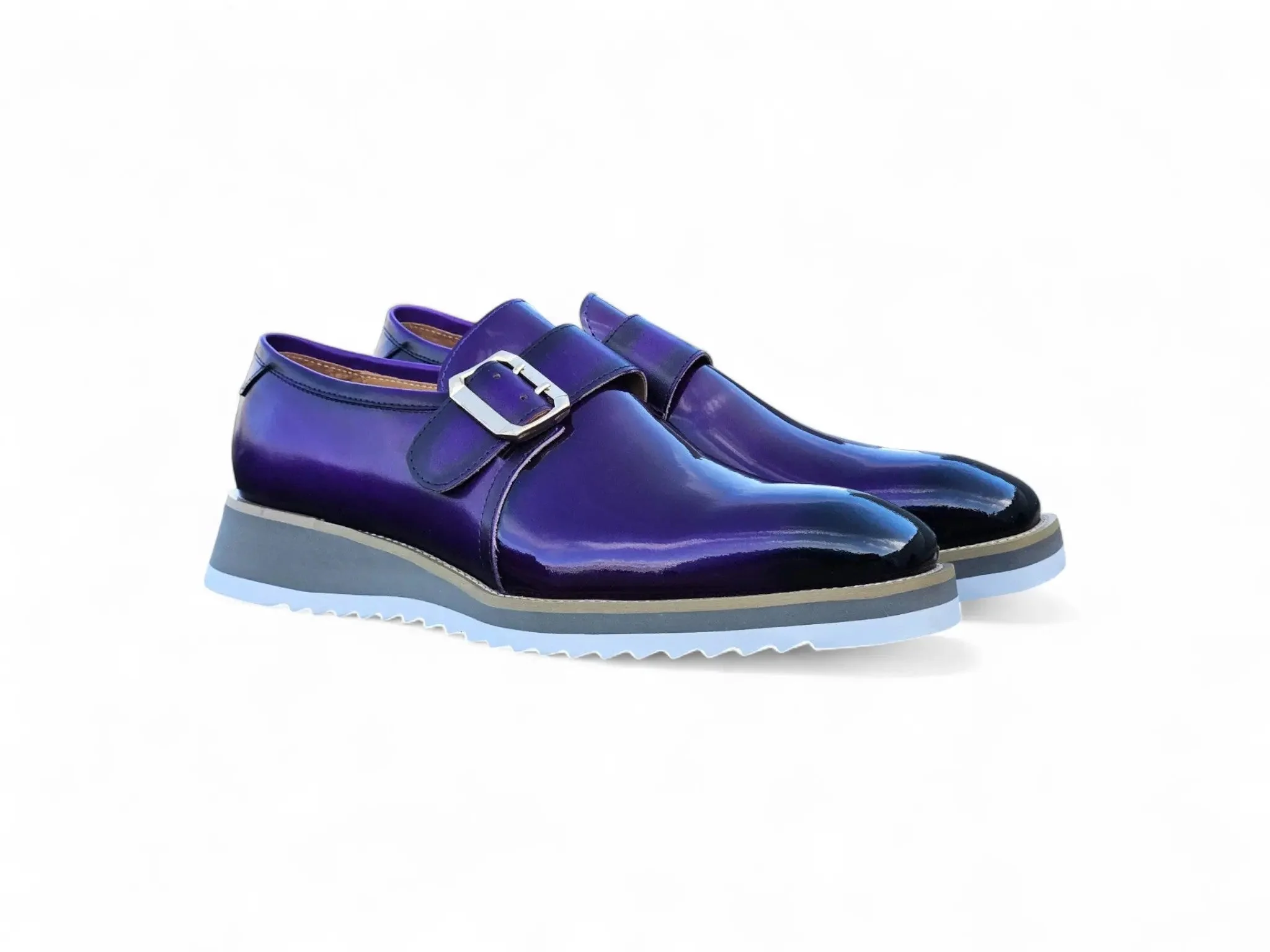 Carrucci Shoes Monkstrap Slip On Classic Leather Patent KS515-38P - Image 22
