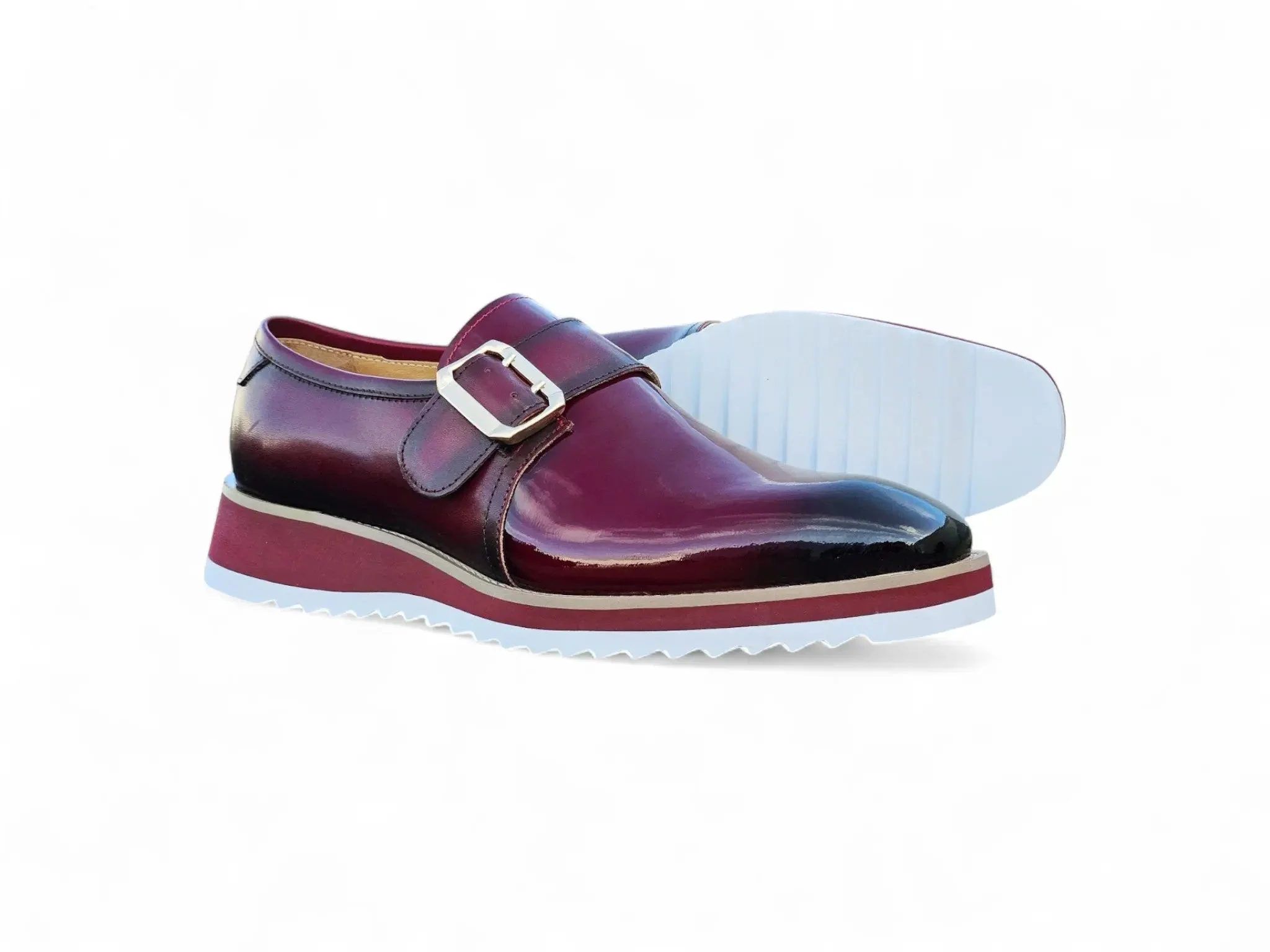 Carrucci Shoes Monkstrap Slip On Classic Leather Patent KS515-38P - Image 27
