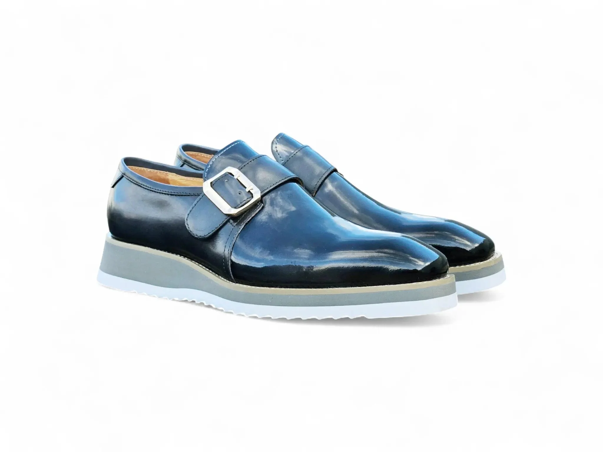 Carrucci Shoes Monkstrap Slip On Classic Leather Patent KS515-38P - Image 30