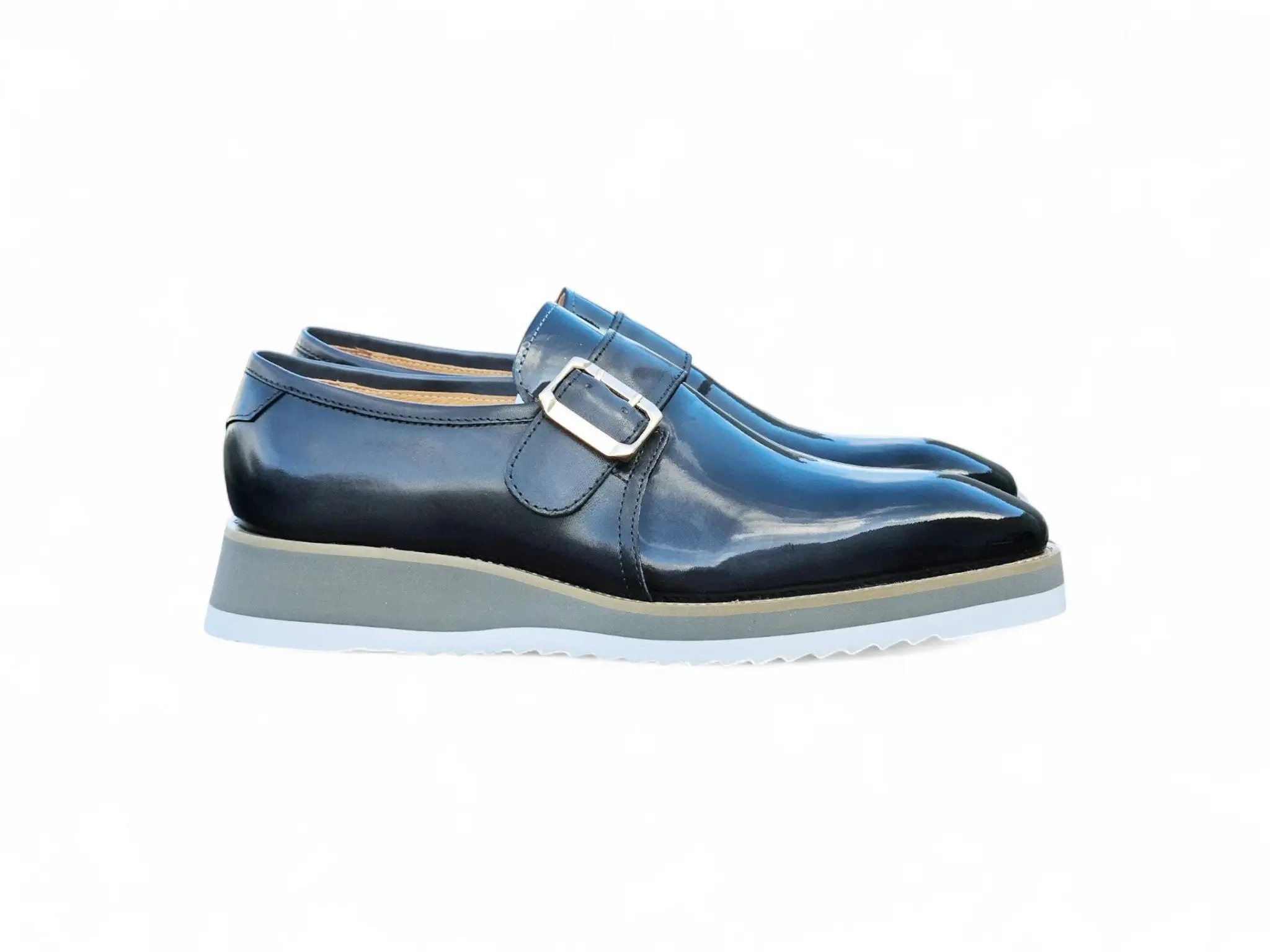 Carrucci Shoes Monkstrap Slip On Classic Leather Patent KS515-38P - Image 32