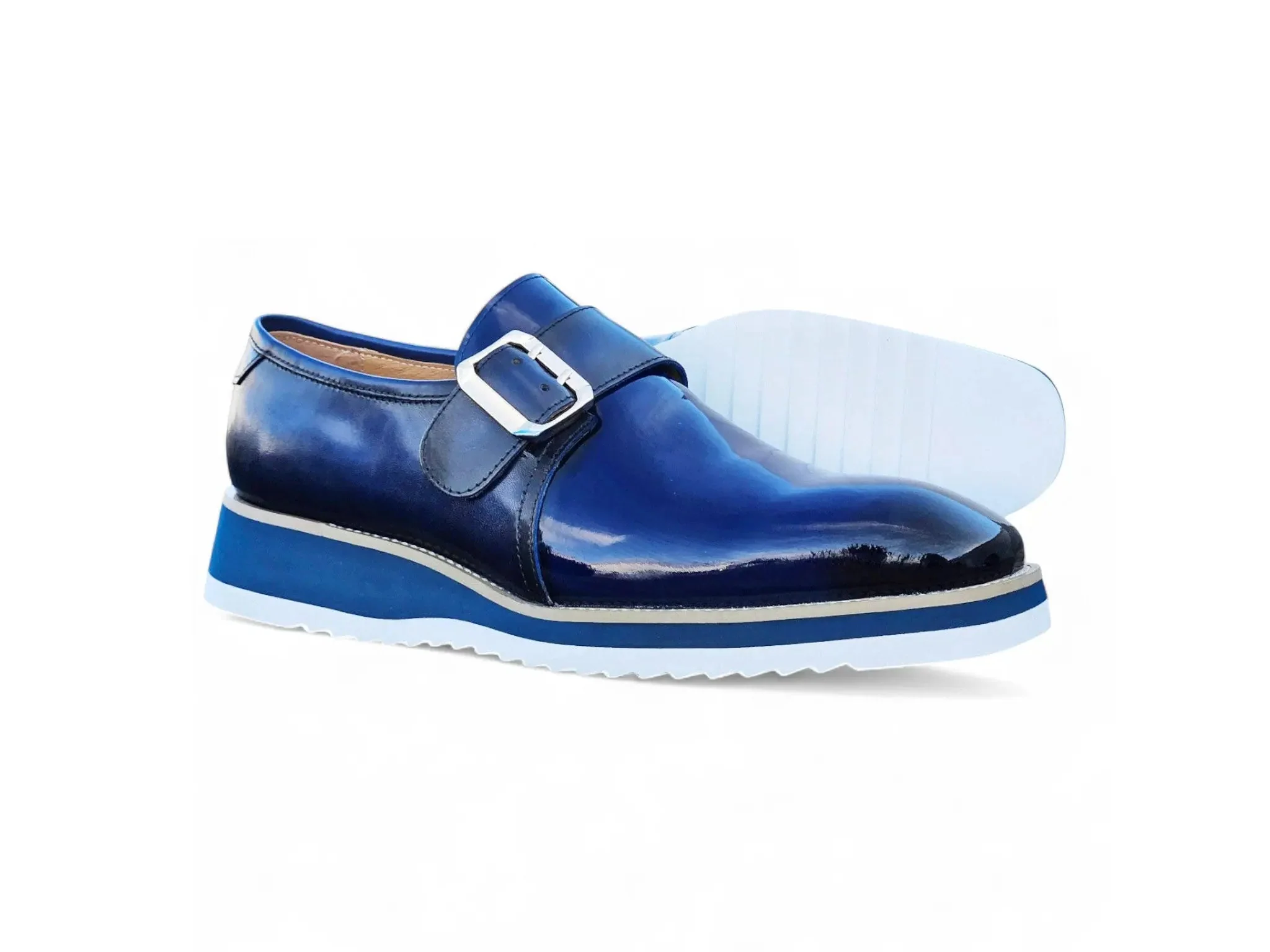 Carrucci Shoes Monkstrap Slip On Classic Leather Patent KS515-38P - Image 6