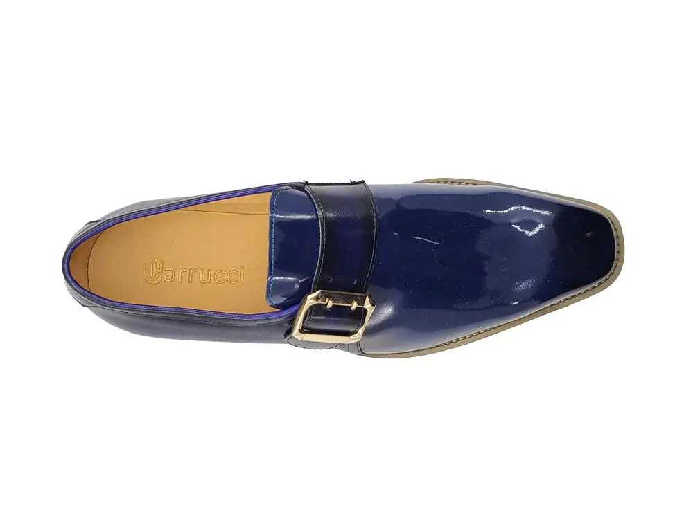 Carrucci Shoes Monkstrap Slip On Classic Leather Patent KS515-38P - Image 8