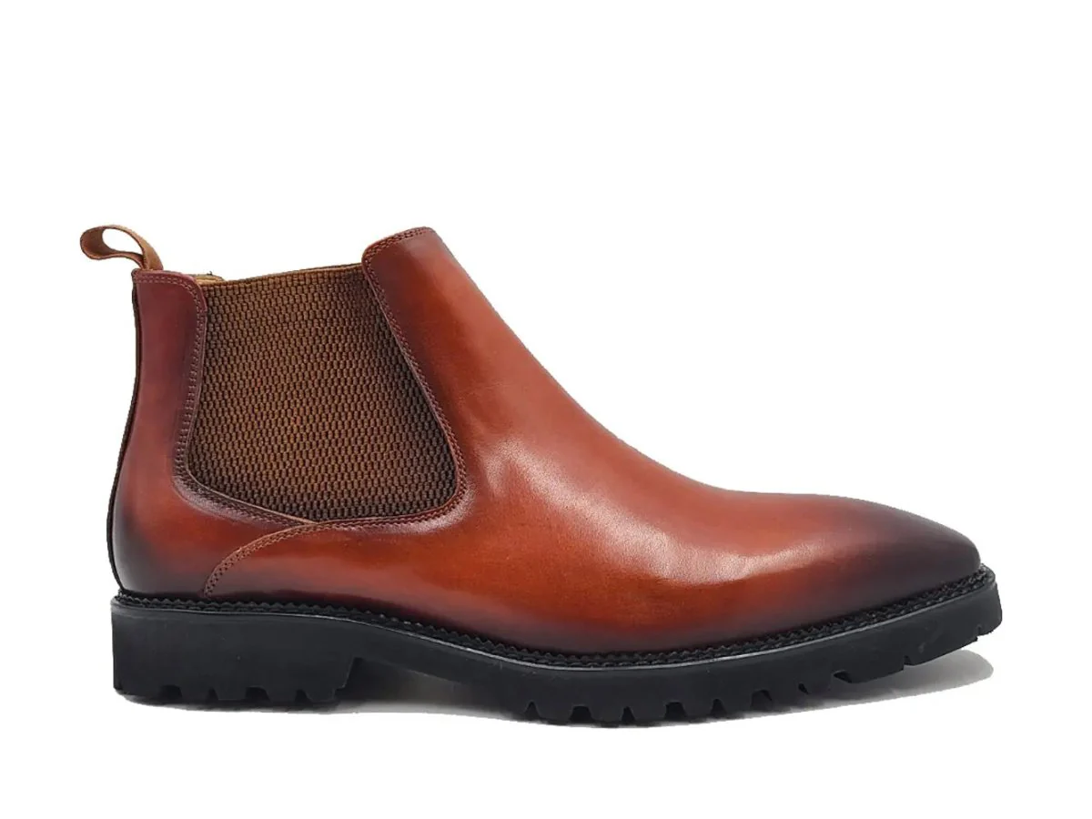Carrucci Shoes Patina Chelsea Boot Lug Sole Calf Leather All Day Comfort KB480-102 - Image 2