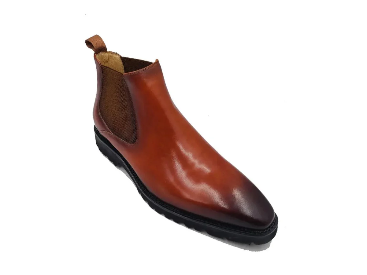 Carrucci Shoes Patina Chelsea Boot Lug Sole Calf Leather All Day Comfort KB480-102 - Image 4
