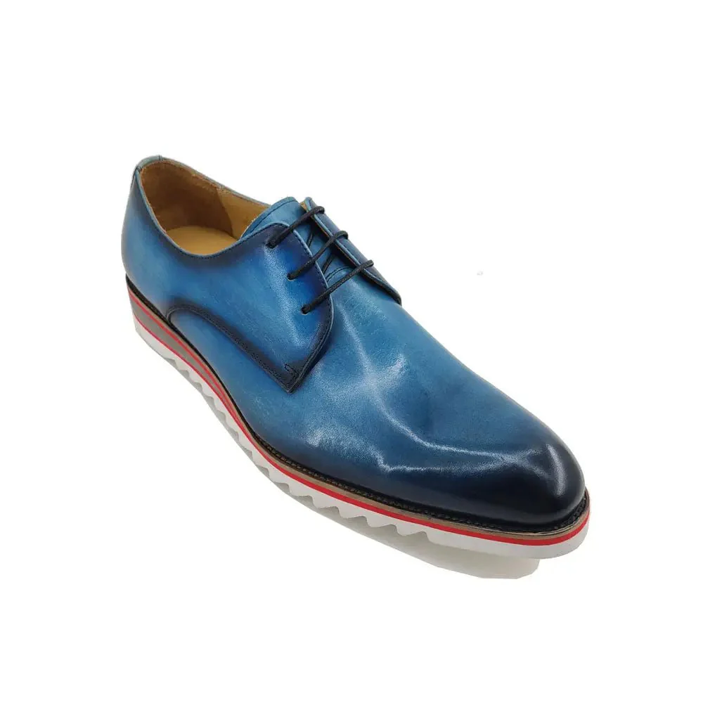 Carrucci Shoes Plain Toe Blucher Oxford Calfskin Leather Ks552-04 - Image 15