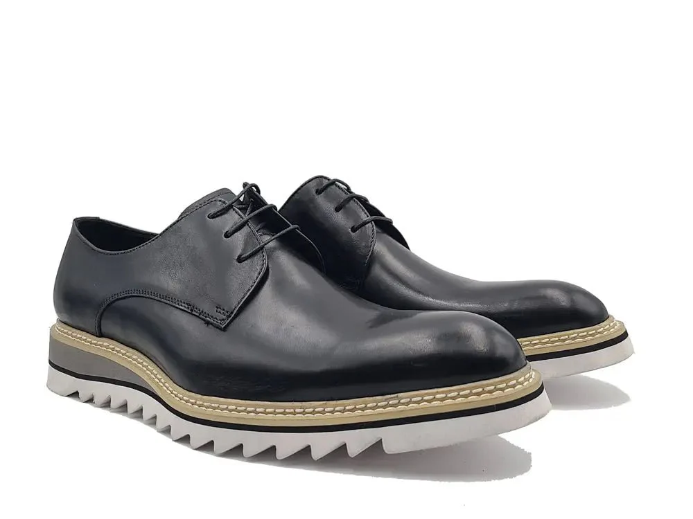 Carrucci Shoes Plain Toe Blucher Oxford Calfskin Leather Ks552-04 - Image 2