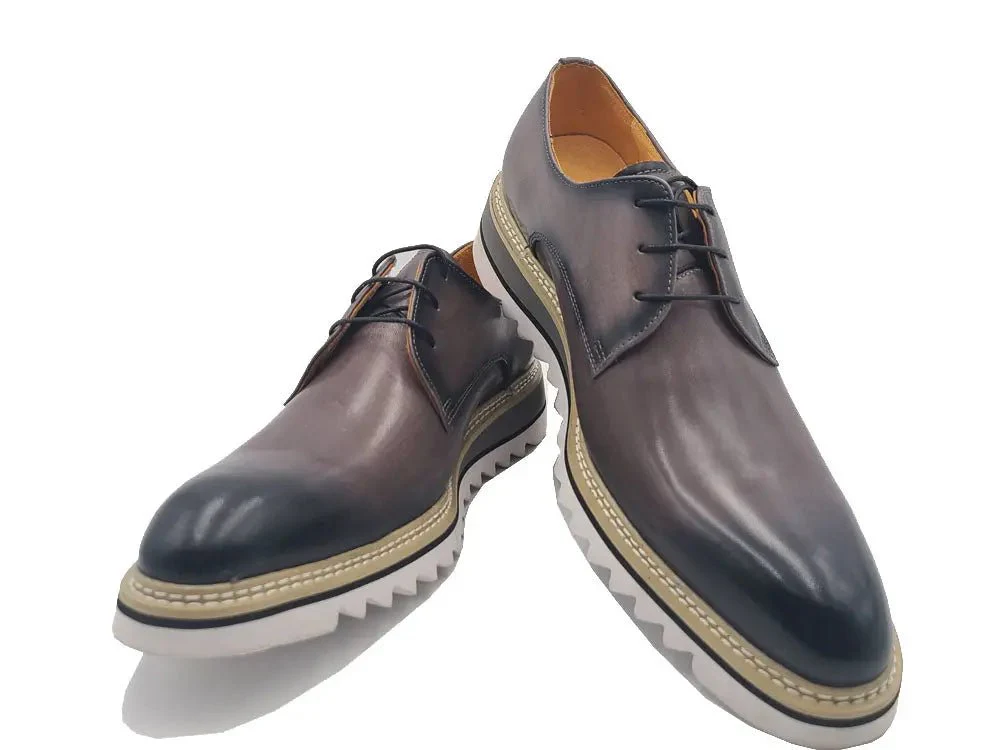 Carrucci Shoes Plain Toe Blucher Oxford Calfskin Leather Ks552-04 - Image 5