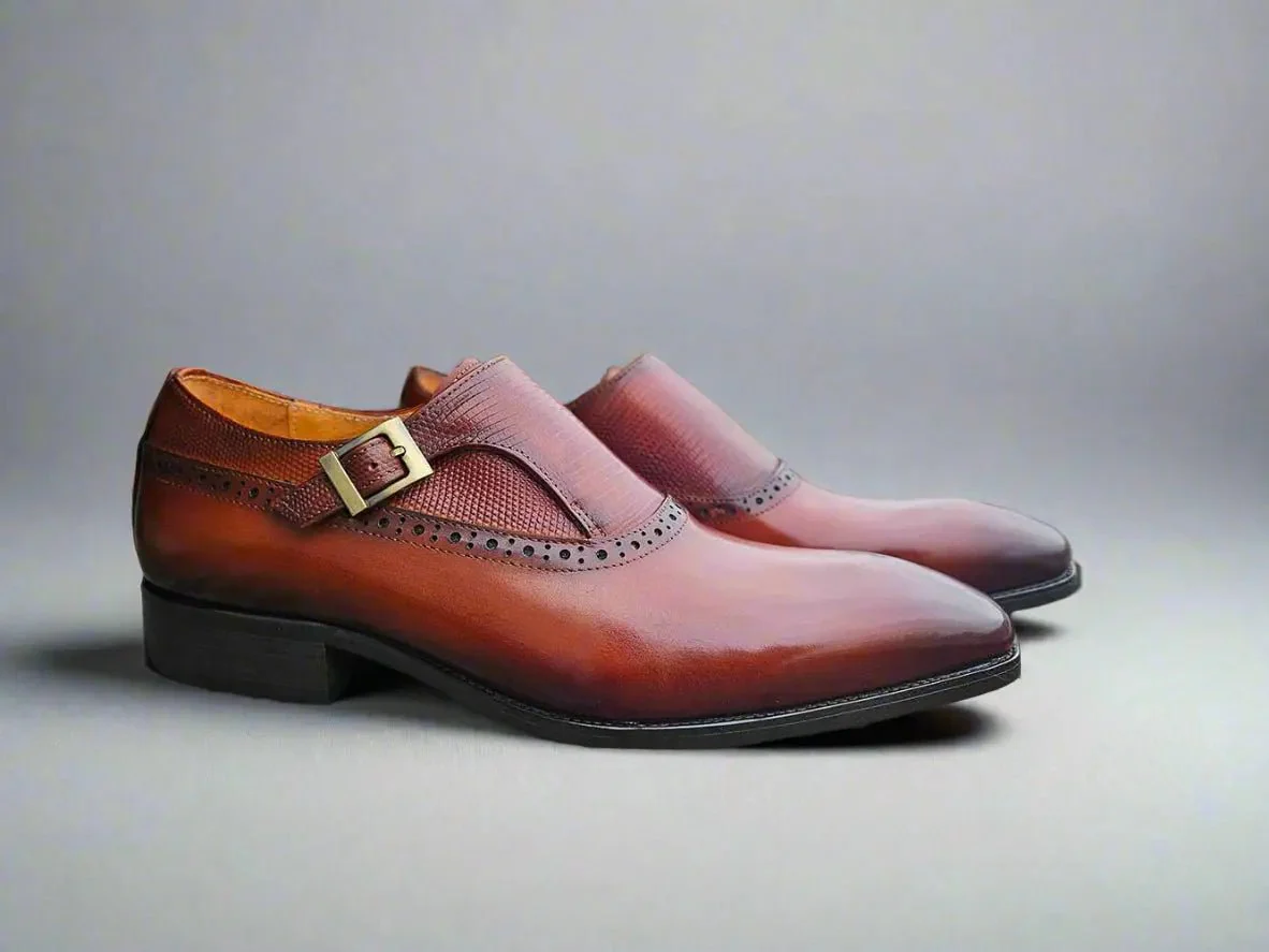 Carrucci Shoes Plain Toe Single Monk Loafer Calf Leather KS503-05 - Image 3
