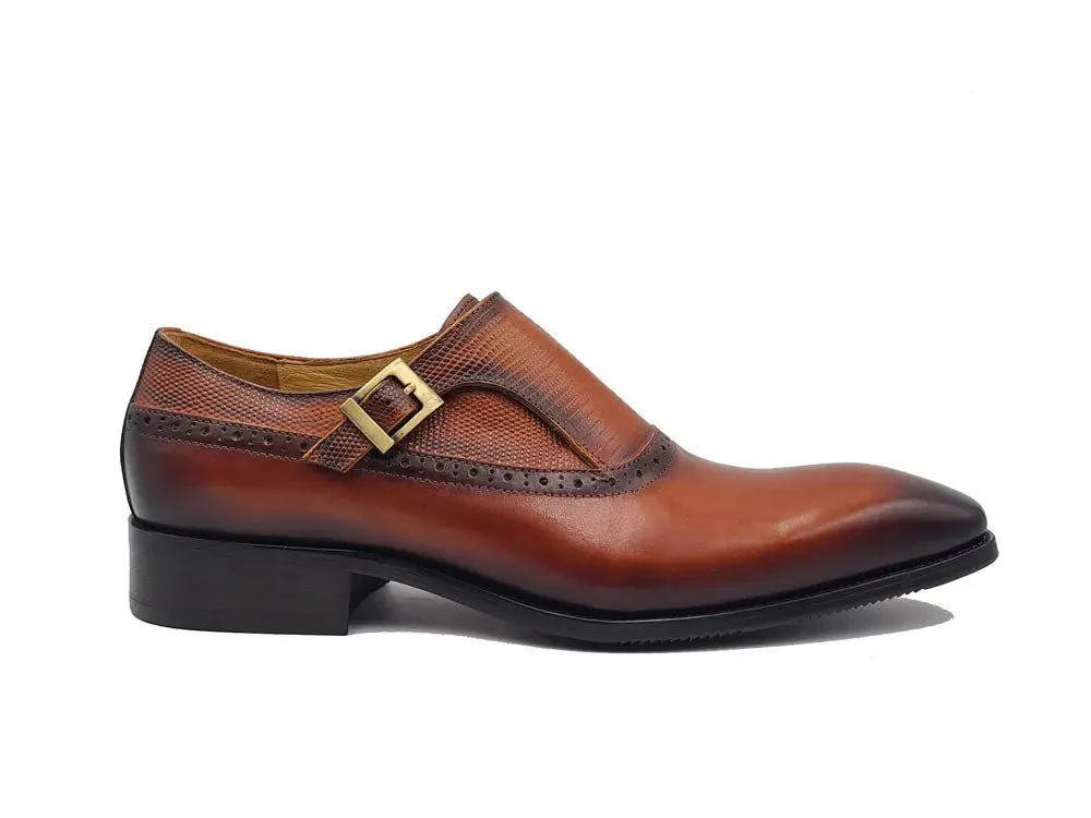 Carrucci Shoes Plain Toe Single Monk Loafer Calf Leather KS503-05 - Image 4