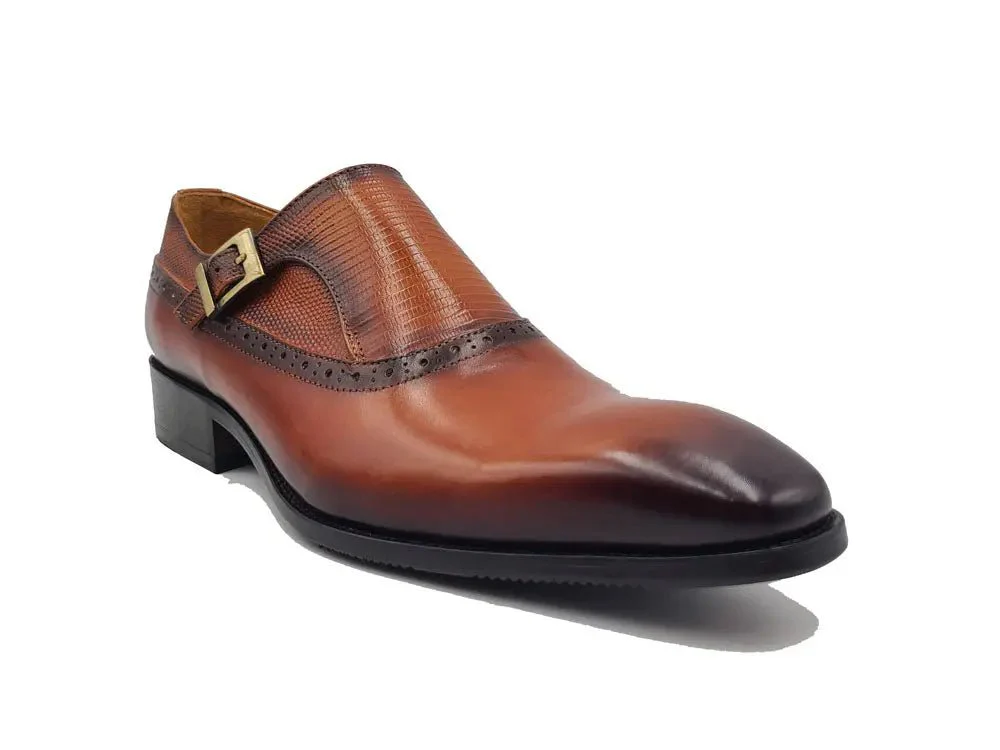 Carrucci Shoes Plain Toe Single Monk Loafer Calf Leather KS503-05 - Image 5