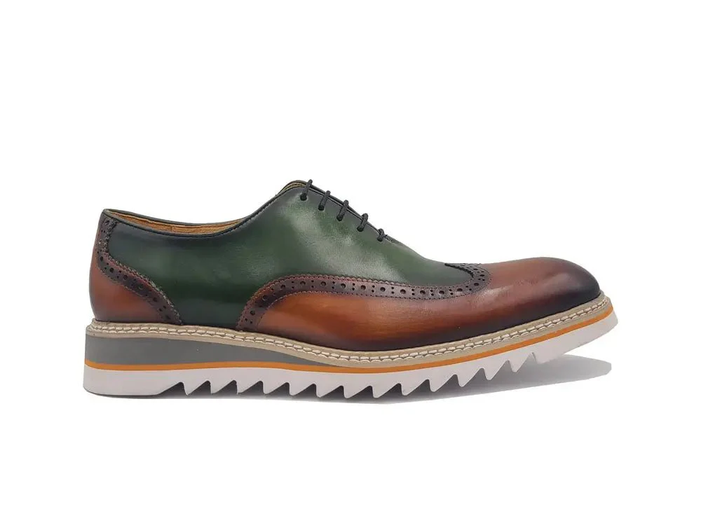 Carrucci Shoes Premium Patina Finish Two Tone Oxford Wingtip Ks552-16t - Image 10