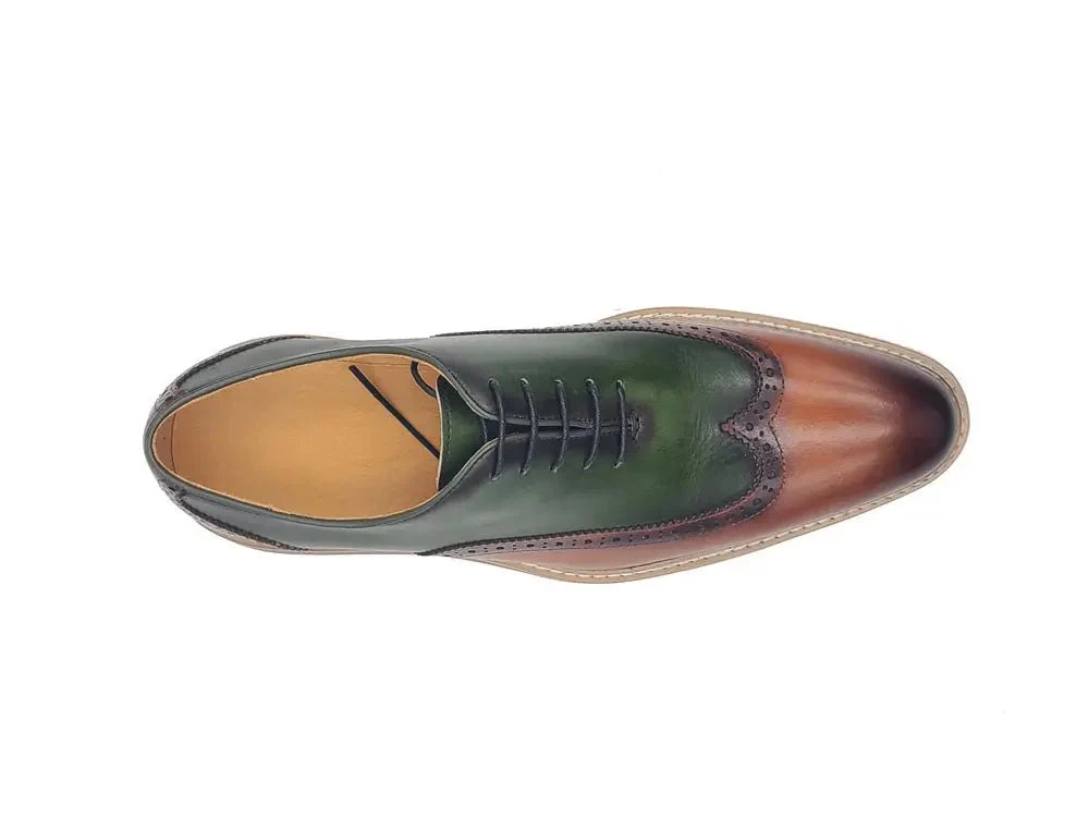 Carrucci Shoes Premium Patina Finish Two Tone Oxford Wingtip Ks552-16t - Image 11