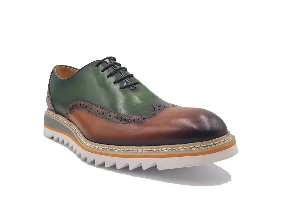 Carrucci Shoes Premium Patina Finish Two Tone Oxford Wingtip Ks552-16t - Image 13