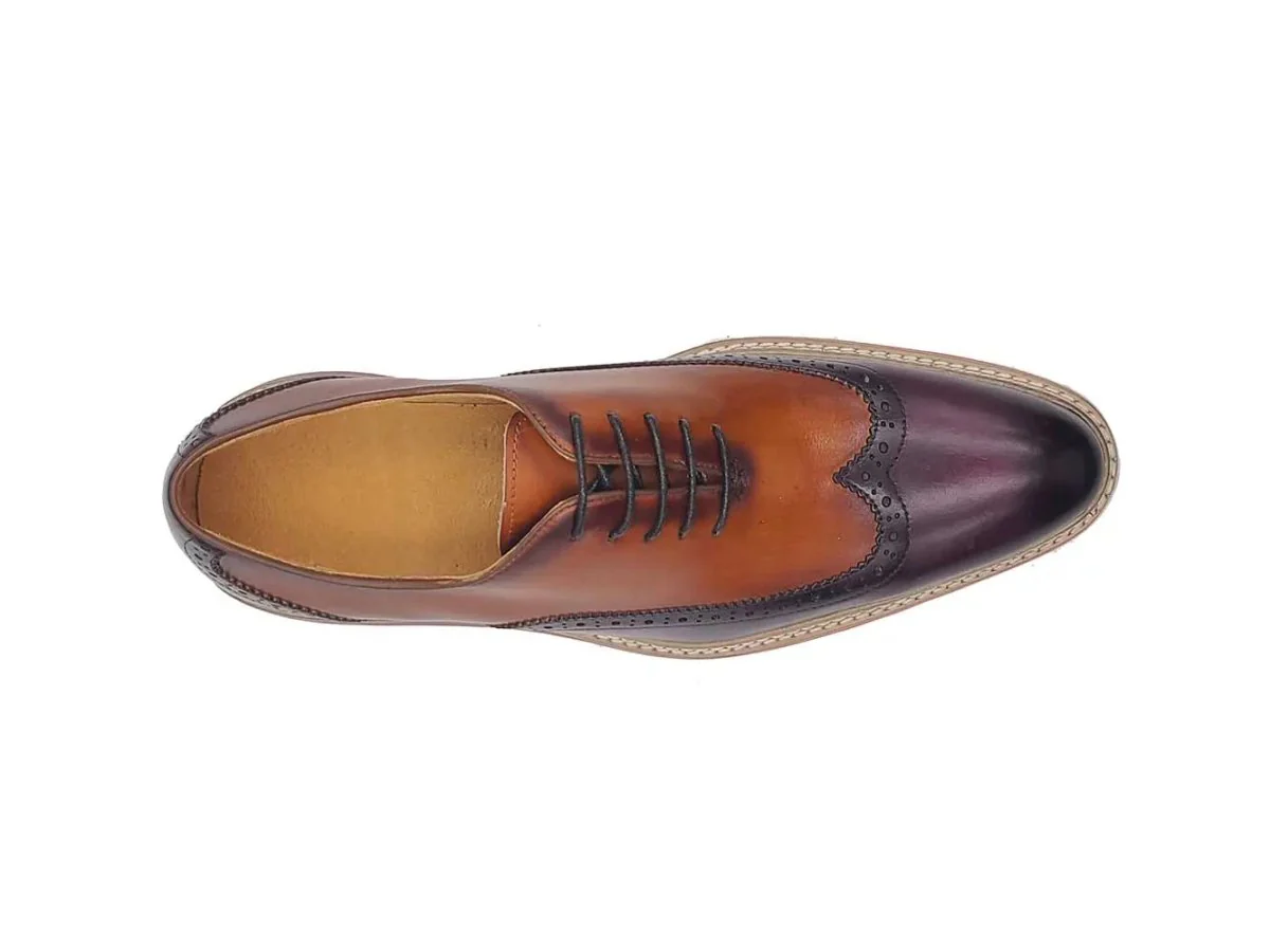 Carrucci Shoes Premium Patina Finish Two Tone Oxford Wingtip Ks552-16t - Image 16